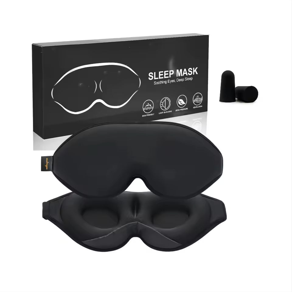 OzoGenie™ 3D Blackout Sleep Mask & Noise Cancellation Earplugs